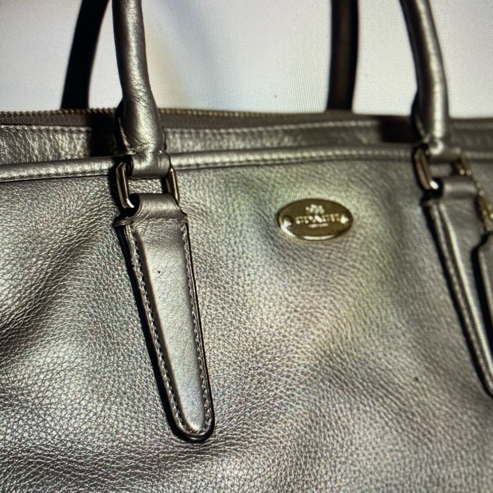 Coach Shimmering Silver Leather Handbag